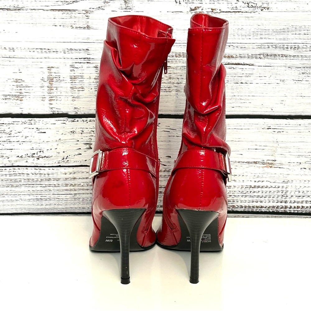 Red sexy heeled boots size 8.5 W - Picture 6 of 11